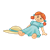 Doll in a Teal Dress Color PNG