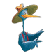 Stork in Suspenders with hat