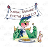 Bird Eating Pancakes