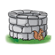 Gray Stone Well with squirrel
