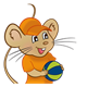 Boy Mouse with orange shirt and hat