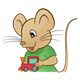 Boy Mouse with green shirt and train
