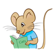 Boy Mouse with blue shirt and book