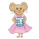 Mother Mouse with pink dress and pearls