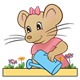 Girl Mouse with pink shirt and watering can