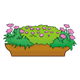 Brown Flower Box with purple flowers