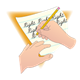 Pencil and Paper Position for the right-handed writer, has background