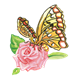Yellow Butterfly on a pink rose