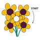 Bouquet of Yellow Flowers game, with start and arrow