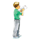 Boy in Green Shirt holding mail