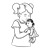 Girl Holding Doll Line PNG