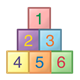 Colored Blocks stacked, numbers 1-6