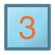 Blue Block square, with orange number 3