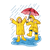 Children in Raincoats Color PNG