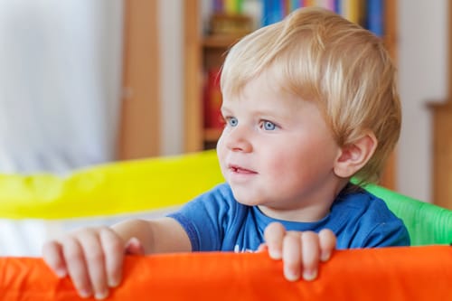 Toddler in Playpen