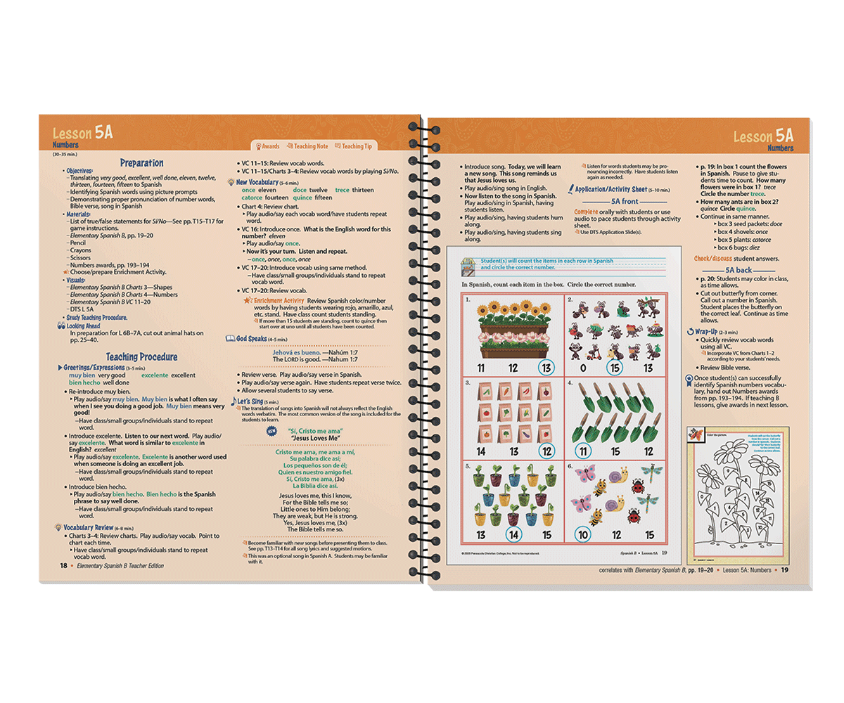 Abeka Spanish B Teacher Edition Spread