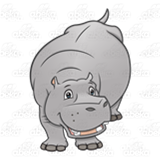 Smiling Gray Hippo