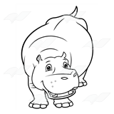 Smiling Gray Hippo