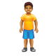 Boy with an orange shirt and blue shorts