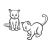 Two Kittens Line PNG