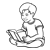 Reading Boy Line PNG