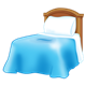 Bed with a blue blanket