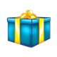 Blue Gift with shiny yellow ribbon and bow
