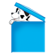 Dalmatian Dog peeking from a blue box