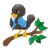 Black Bird on Branch Color PNG