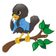 Black Bird on Branch wearing a blue jacket
