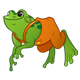 Green Frog with orange overalls