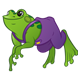Green Frog with purple overalls