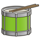 Green Drum with drumsticks