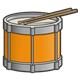 Orange Drum with drumsticks