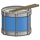 Blue Drum with drumsticks