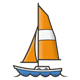 Sailboat with orange sail