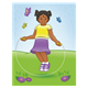 Spring Scene with a girl jumping rope in a meadow