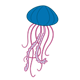 Blue Jellyfish with pink tentacles