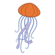 Orange Jellyfish with purple tentacles