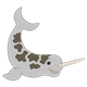 Gray Narwhal with a long, twisting tusk