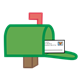 Green Mailbox with an envelope inside