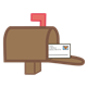Brown Mailbox with an envelope inside