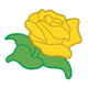 Yellow Rose with green stem and leaves