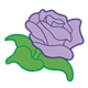 Purple Rose with green stem and leaves