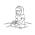 Girl Sitting in Sand Line PNG