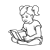 Girl Reading Line PNG