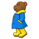 Brown Bear wearing a blue raincoat and yellow boots