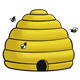 Gold Beehive with three bees