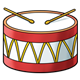 Drum with gold drumsticks