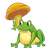 Frog by Mushroom Color PNG